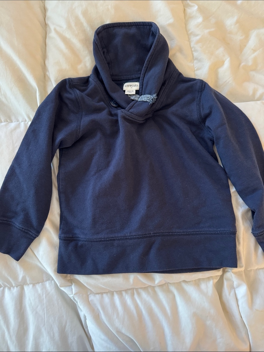 Crewcuts Navy Shawl-Collar Pullover Sweatshirt XS 4-5